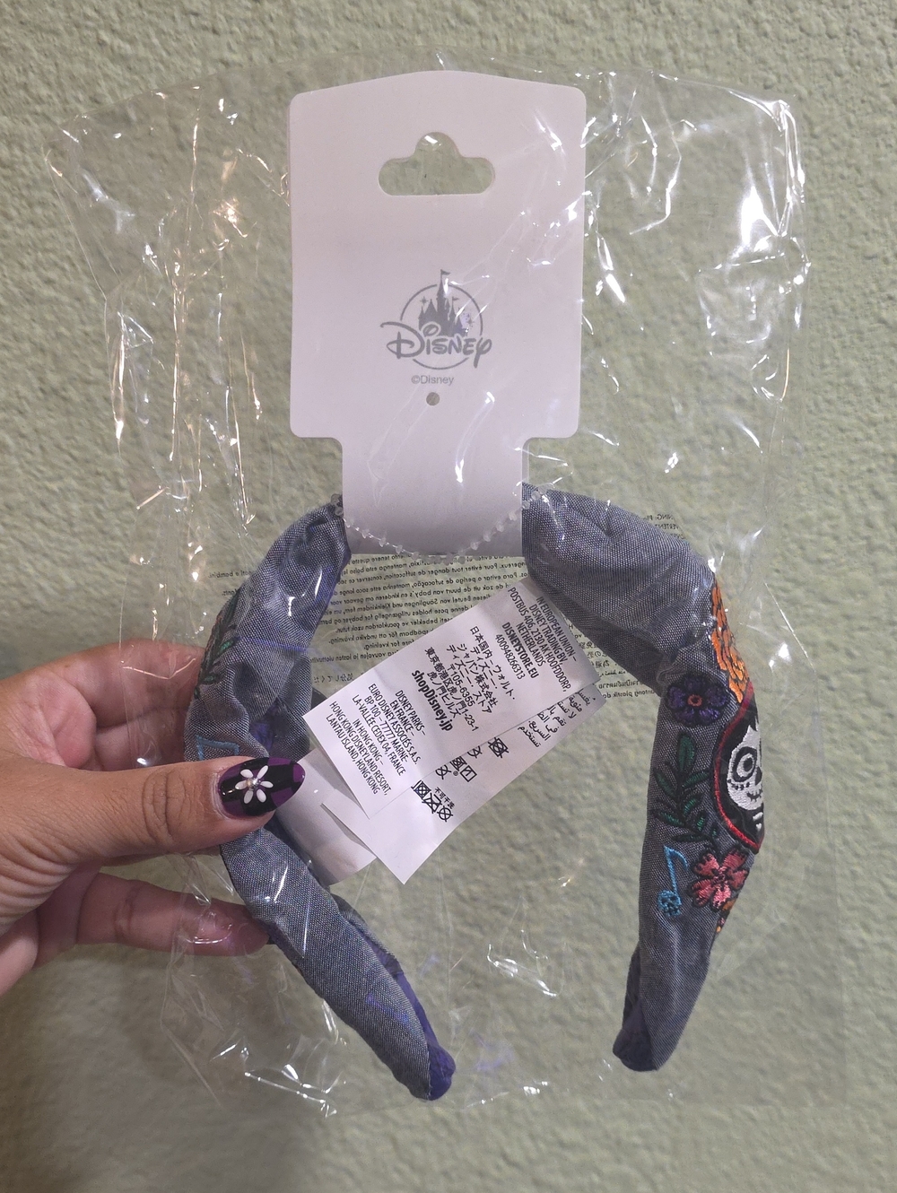 Disney Gray Embroidered Day of the Dead Kids Headband